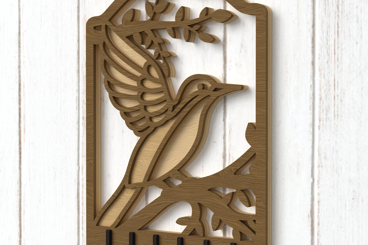 Σετ των 3 Intra απο ξύλο plywood 3mm-4mm πάχος Μπρελόκ πουλιού Σχέδιο κοπής με λέιζερ Δίασταση 3x3 cm INTRAFABR-112379864