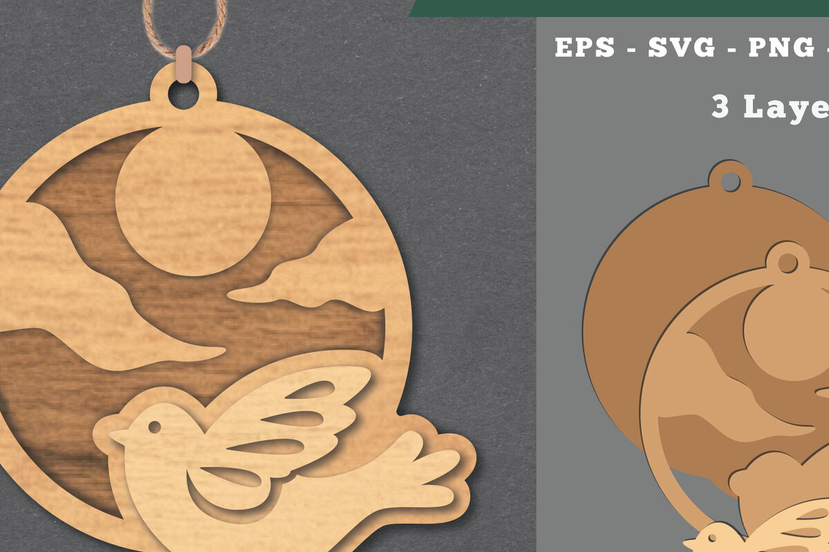 Σετ των 3 Intra απο ξύλο plywood 3mm-4mm πάχος Στολίδι κοπής με λέιζερ πουλιών Δίασταση 8x8 cm INTRAFABR-112069696