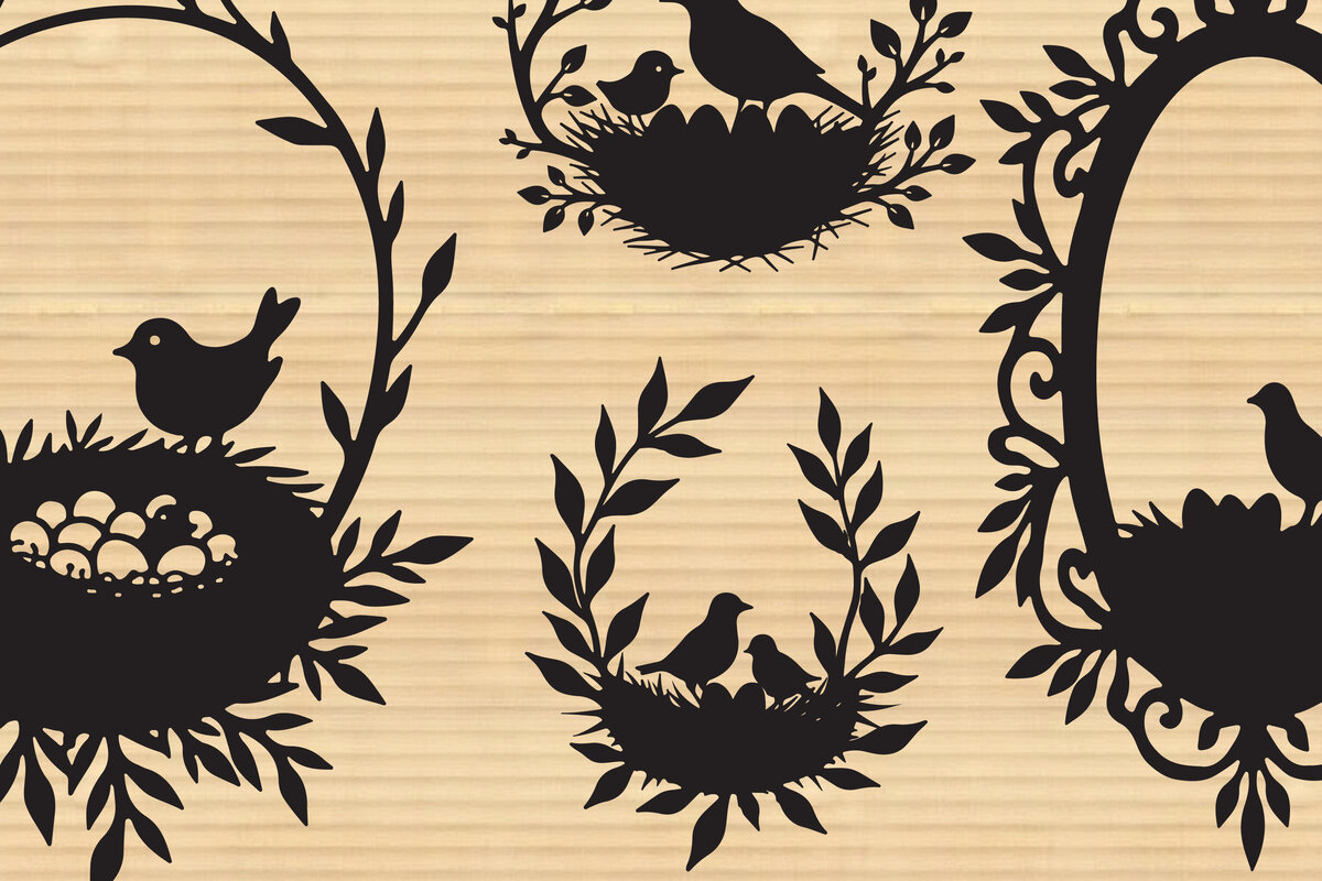 Σετ των 3 Intra απο ξύλο plywood 3mm-4mm πάχος σιλουέτας φωλιάς πουλιών Δίασταση 4x4 cm INTRAFABR-123565600