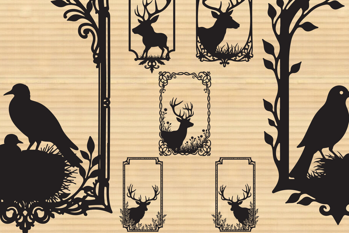 Σετ των 3 Intra απο ξύλο plywood 3mm-4mm πάχος σιλουέτας φωλιάς πουλιών Δίασταση 4x4 cm INTRAFABR-123565603