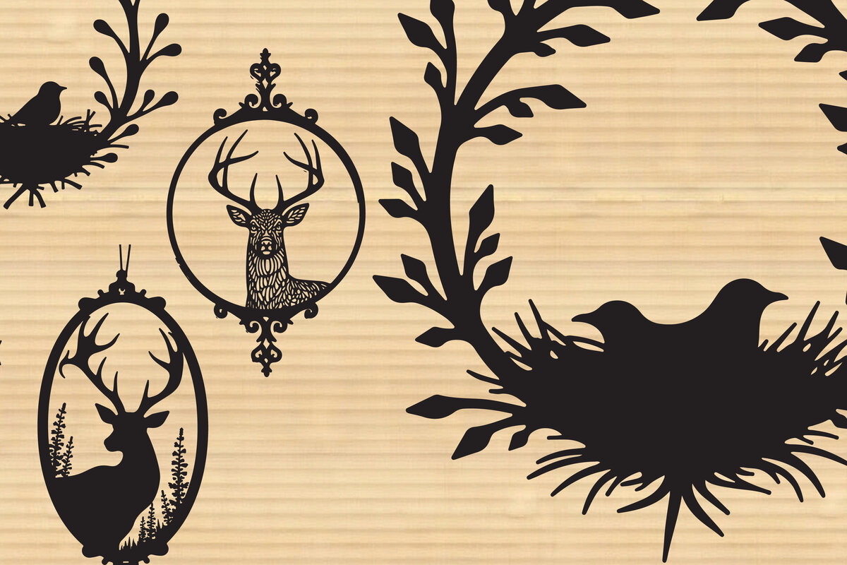 Σετ των 3 Intra απο ξύλο plywood 3mm-4mm πάχος σιλουέτας φωλιάς πουλιών Δίασταση 4x4 cm INTRAFABR-123565614