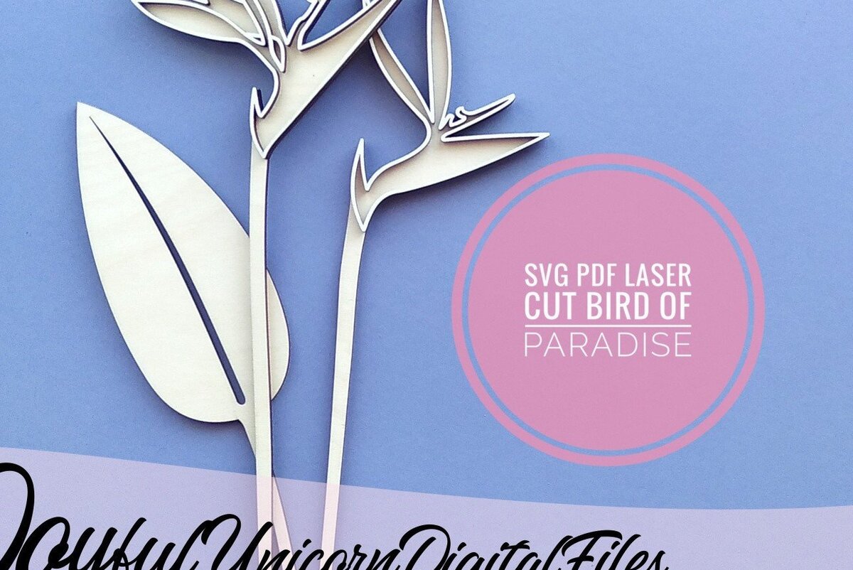 Intra απο ξύλο plywood 3mm-4mm πάχος Λουλούδι κομμένο με λέιζερ Bird of Paradise Δίασταση 30x30 cm INTRAFABR-34033424