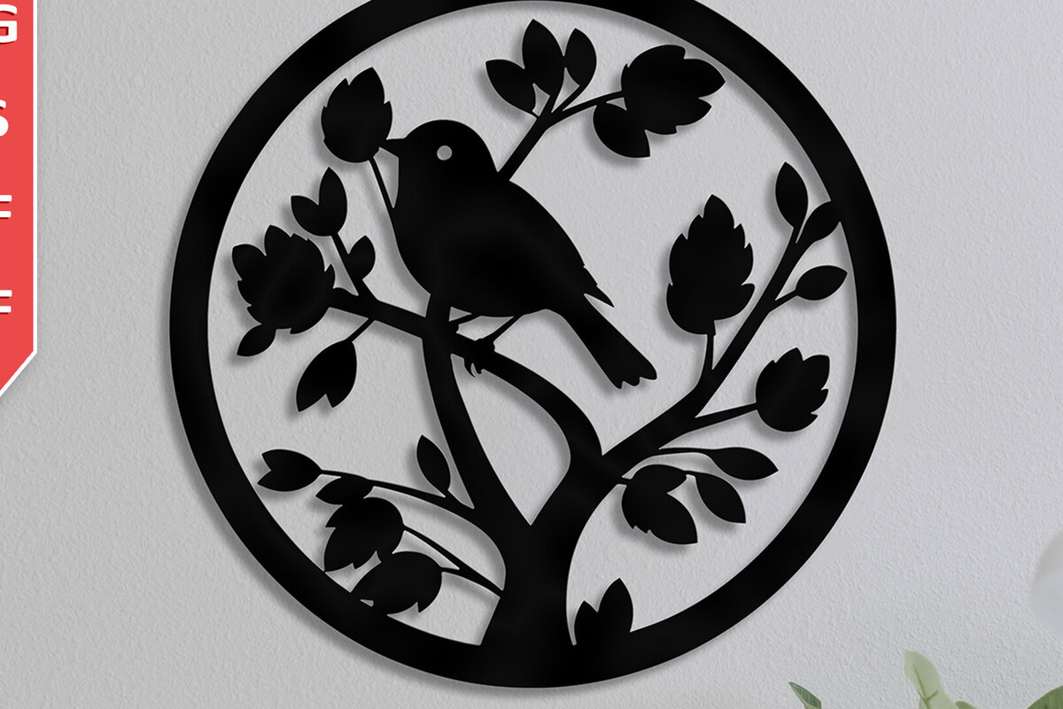 Intra απο ξύλο plywood 3mm-4mm πάχος Bird on Branch Decor Wall Δίασταση 30x20 cm INTRAFABR-92455268