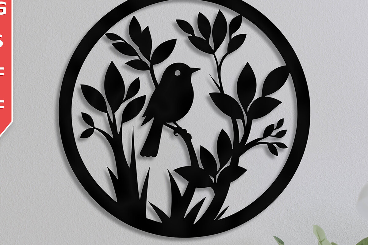 Σετ των 2 Intra απο ξύλο plywood 3mm-4mm πάχος Bird on Branch Decor Wall Δίασταση 30x20 cm INTRAFABR-92455357