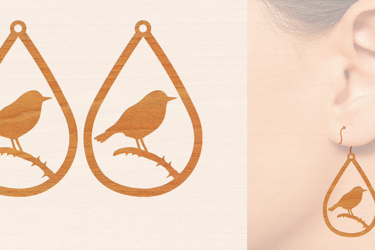 Σετ των 3 Intra απο ξύλο plywood 3mm-4mm πάχος Ξύλινα σκουλαρίκια Bird Cut  Δίασταση 3x3 cm INTRAFABR-98427882