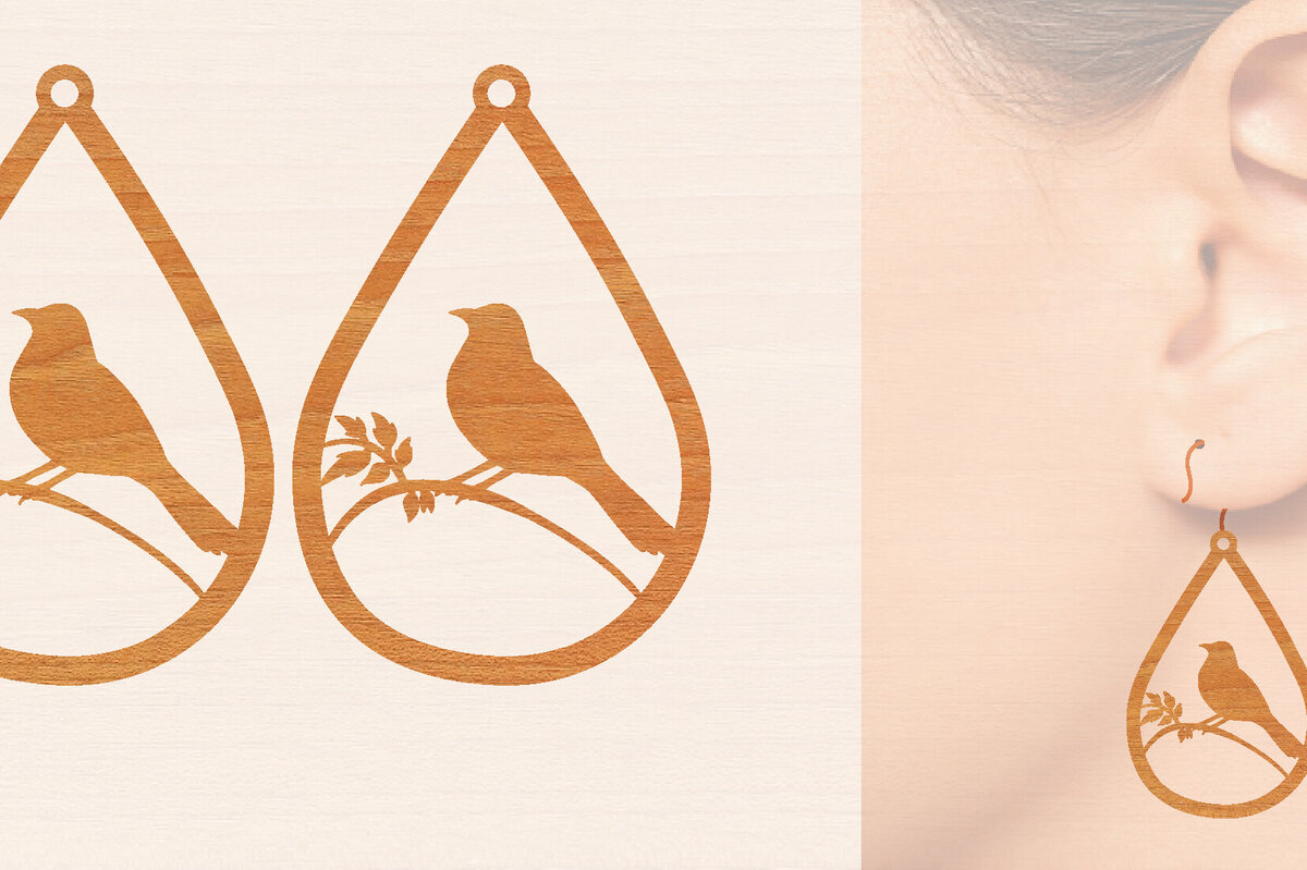 Σετ των 3 Intra απο ξύλο plywood 3mm-4mm πάχος Ξύλινα σκουλαρίκια Bird Cut  Δίασταση 3x3 cm INTRAFABR-98427924