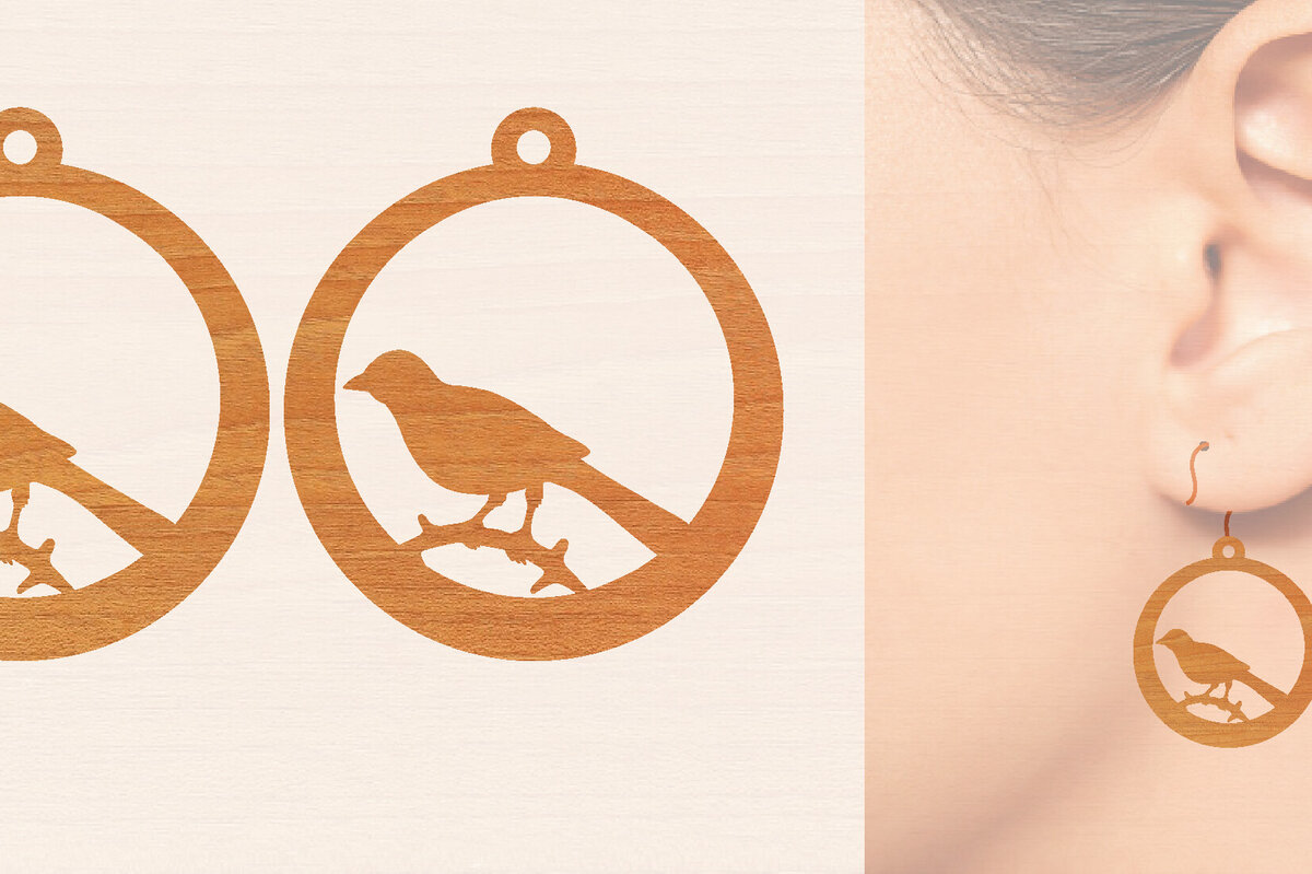 Σετ των 3 Intra απο ξύλο plywood 3mm-4mm πάχος Ξύλινα σκουλαρίκια Bird Cut  Δίασταση 3x3 cm INTRAFABR-98428074