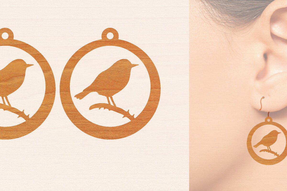 Σετ των 3 Intra απο ξύλο plywood 3mm-4mm πάχος Ξύλινα σκουλαρίκια Bird Cut  Δίασταση 3x3 cm INTRAFABR-98428137