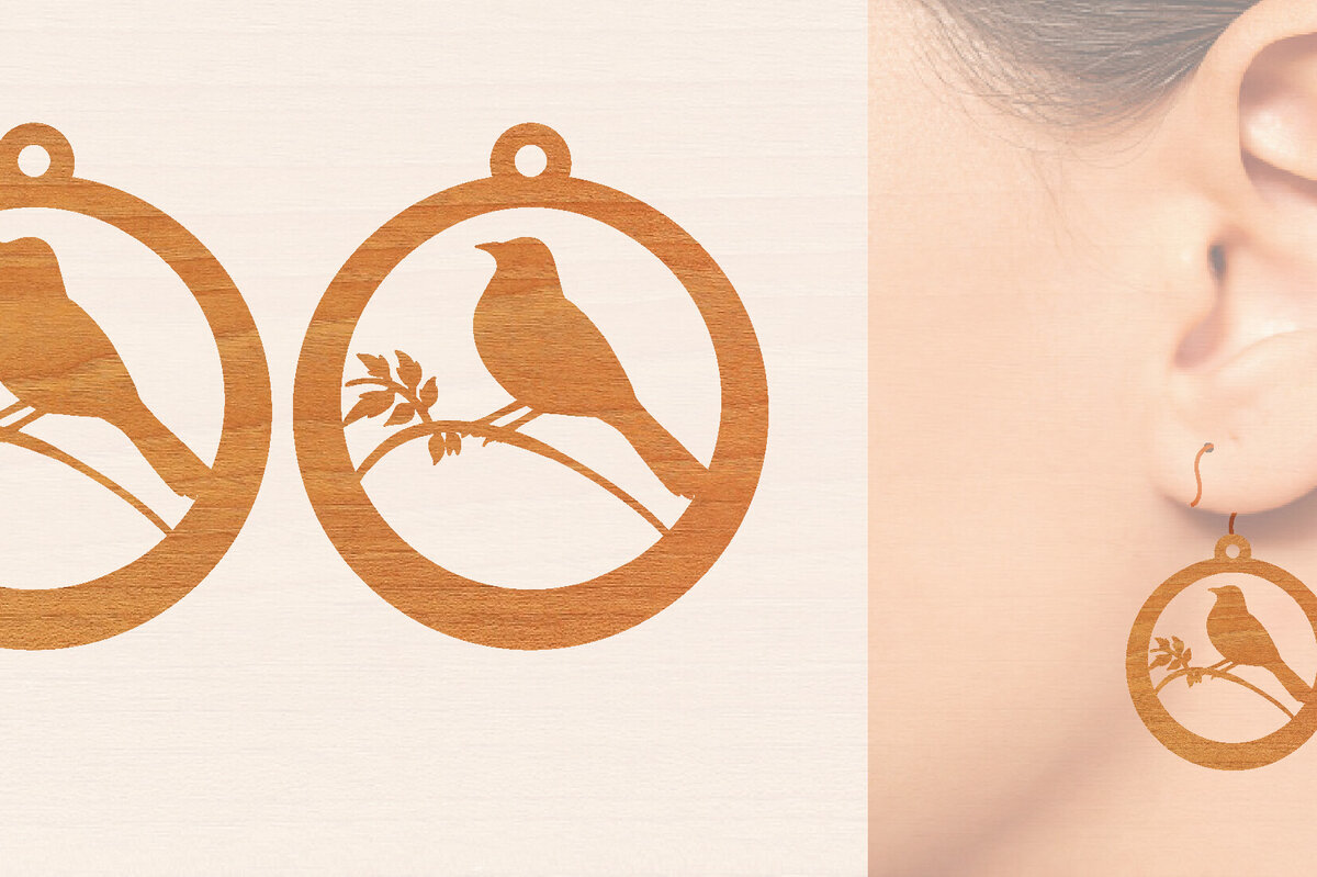 Σετ των 3 Intra απο ξύλο plywood 3mm-4mm πάχος Ξύλινα σκουλαρίκια Bird Cut  Δίασταση 3x3 cm INTRAFABR-98428197