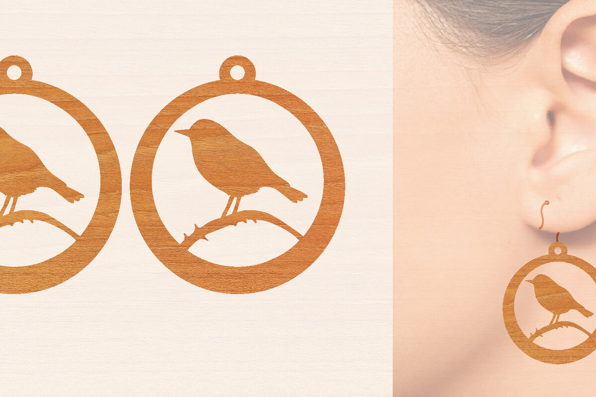 Σετ των 3 Intra απο ξύλο plywood 3mm-4mm πάχος Ξύλινα σκουλαρίκια Bird Cut  Δίασταση 3x3 cm INTRAFABR-98428272