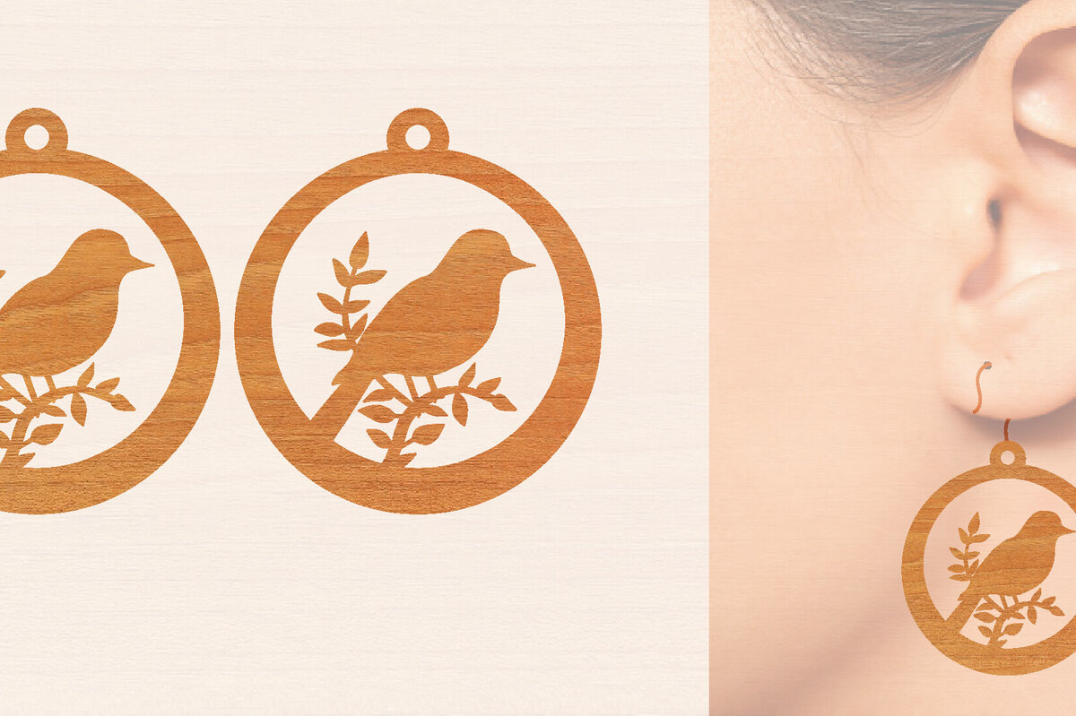 Σετ των 3 Intra απο ξύλο plywood 3mm-4mm πάχος Ξύλινα σκουλαρίκια Bird Cut  Δίασταση 3x3 cm INTRAFABR-98428324