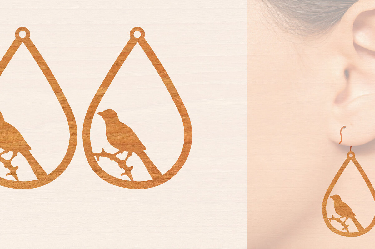 Σετ των 3 Intra απο ξύλο plywood 3mm-4mm πάχος Ξύλινα σκουλαρίκια Bird Cut  Δίασταση 3x3 cm INTRAFABR-98427757