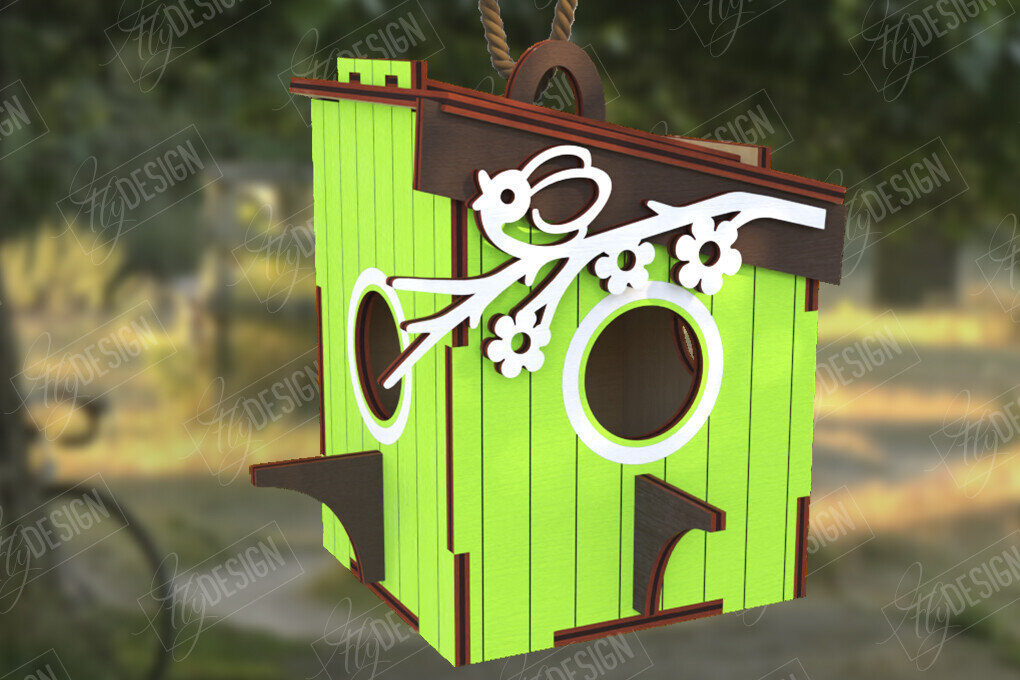 Σετ των 2 Intra απο ξύλο plywood 3mm-4mm πάχος Birdhouse Cut  | Τροφοδότης πουλιών | CNC Δίασταση 15x15 cm INTRAFABR-122677843