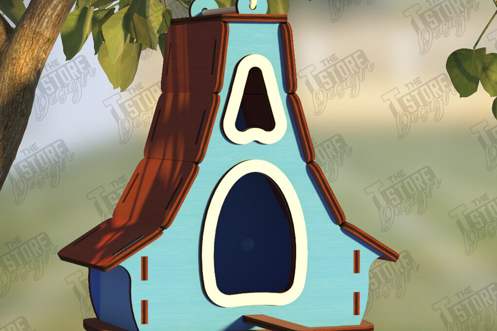 Σετ των 2 Intra απο ξύλο plywood 3mm-4mm πάχος Birdhouse Cut  | Τροφοδότης πουλιών | CNC Δίασταση 15x15 cm INTRAFABR-122545072