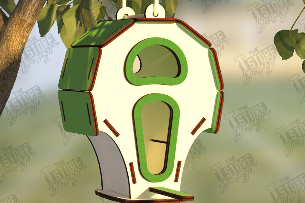 Σετ των 2 Intra απο ξύλο plywood 3mm-4mm πάχος Birdhouse Cut  | Τροφοδότης πουλιών | CNC Δίασταση 15x15 cm INTRAFABR-122545074