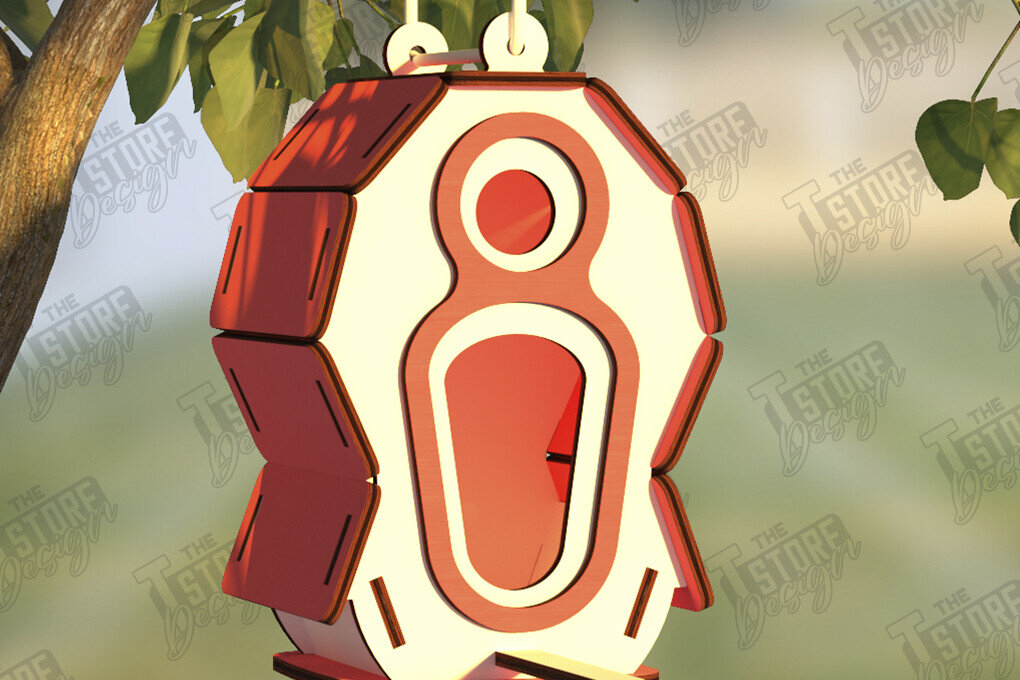 Σετ των 2 Intra απο ξύλο plywood 3mm-4mm πάχος Birdhouse Cut  | Τροφοδότης πουλιών | CNC Δίασταση 15x15 cm INTRAFABR-122545078