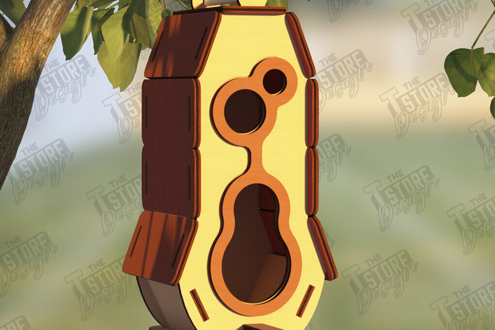 Σετ των 2 Intra απο ξύλο plywood 3mm-4mm πάχος Birdhouse Cut  | Τροφοδότης πουλιών | CNC Δίασταση 15x15 cm INTRAFABR-122545076