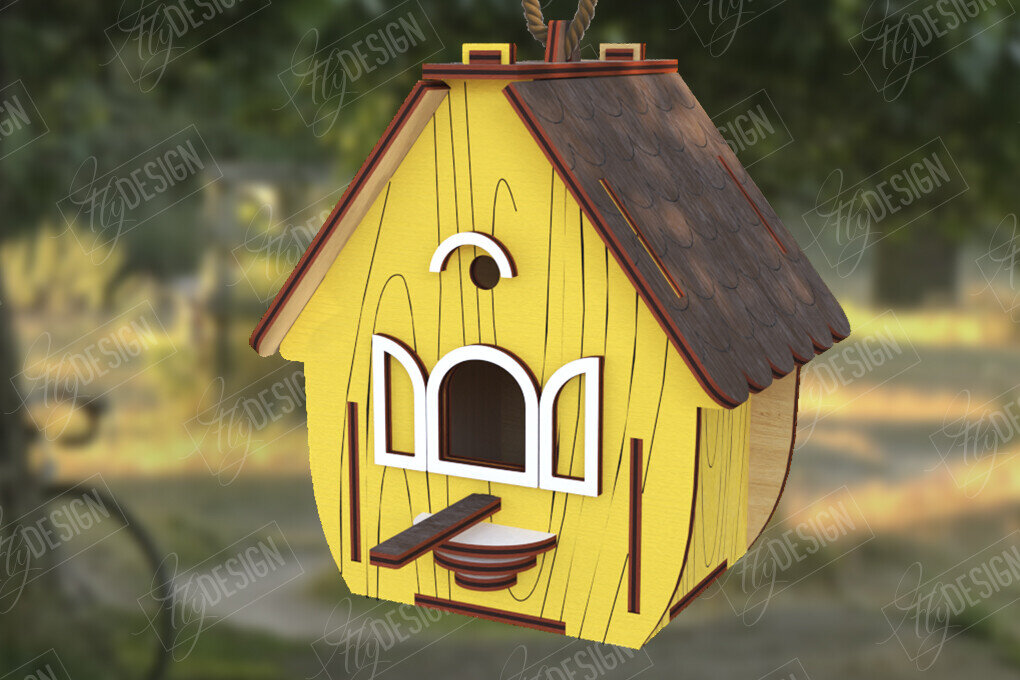 Σετ των 2 Intra απο ξύλο plywood 3mm-4mm πάχος Birdhouse Cut  | Τροφοδότης πουλιών | CNC Δίασταση 15x15 cm INTRAFABR-122677834