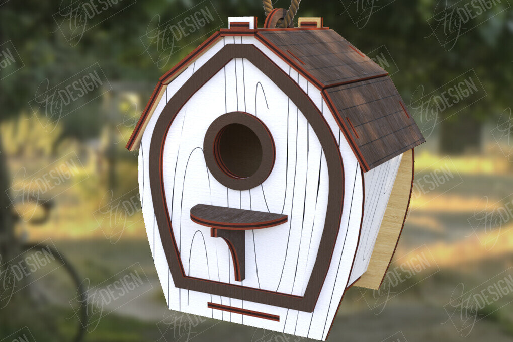 Σετ των 2 Intra απο ξύλο plywood 3mm-4mm πάχος Birdhouse Cut  | Τροφοδότης πουλιών | CNC Δίασταση 15x15 cm INTRAFABR-122677836