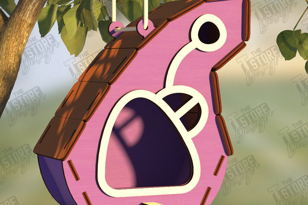 Σετ των 2 Intra απο ξύλο plywood 3mm-4mm πάχος Birdhouse Cut  | Τροφοδότης πουλιών | CNC Δίασταση 15x15 cm INTRAFABR-122545071