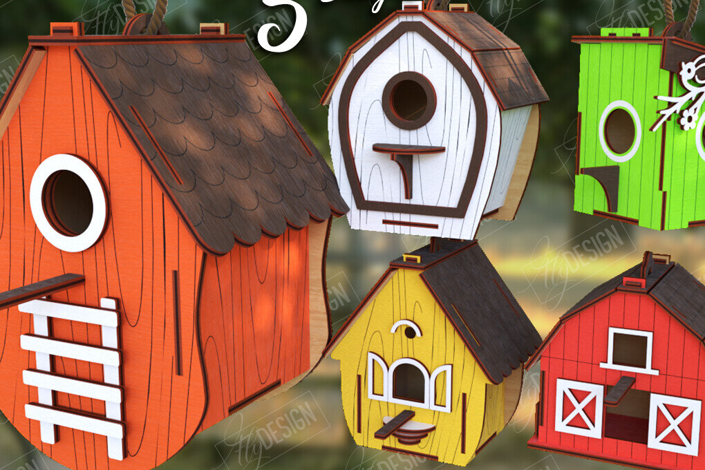 Σετ των 3 Intra απο ξύλο plywood 3mm-4mm πάχος Birdhouse | Τροφοδότης πουλιών Δίασταση 15x15 cm INTRAFABR-122677866