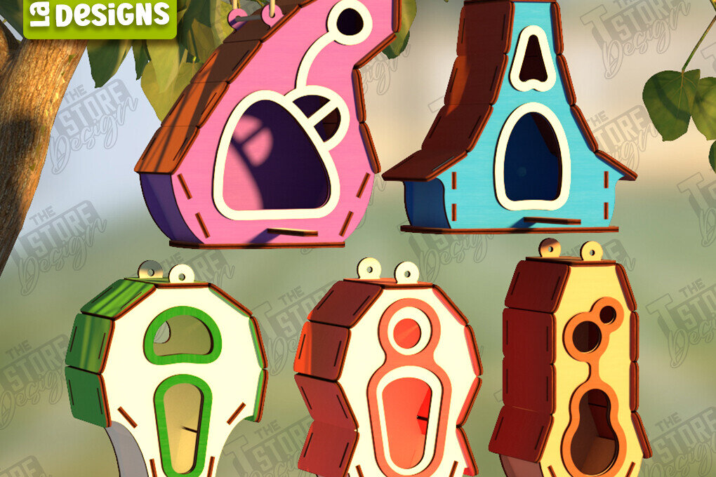 Σετ των 2 Intra απο ξύλο plywood 3mm-4mm πάχος Birdhouse | Τροφοδότης πουλιών Δίασταση 15x15 cm INTRAFABR-122545302