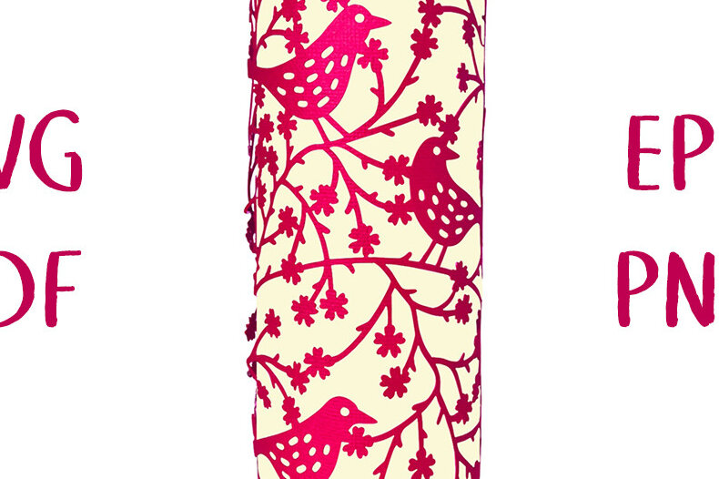 Σετ των 2 Intra απο ξύλο plywood 3mm-4mm πάχος περικοπής Lantern Birds and Roses Δίασταση 8x11 cm INTRAFABR-15753934