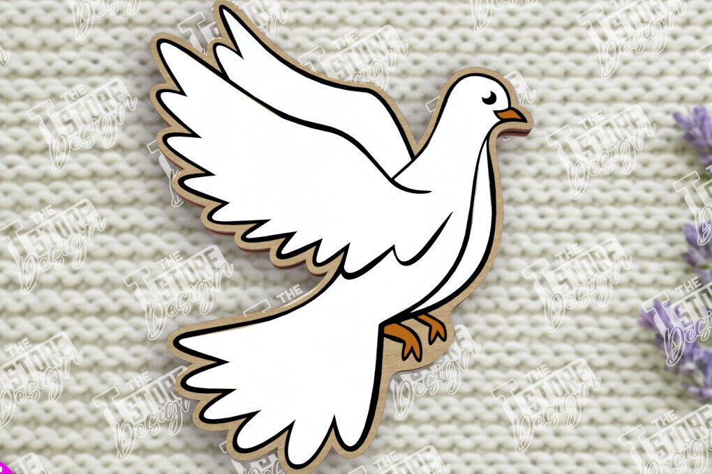 Σετ των 2 Intra απο ξύλο plywood 3mm-4mm πάχος Καρφίτσα πουλιών | Καρφίτσα σε σχήμα περιστεριού | CNC Δίασταση 15x15 cm INTRAFABR-109016169