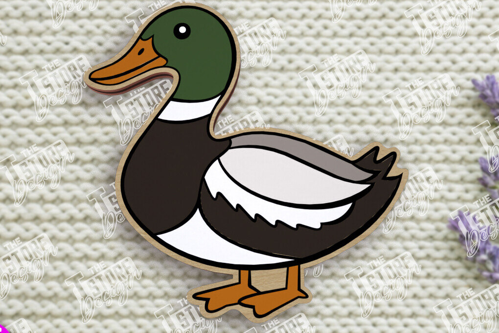 Σετ των 2 Intra απο ξύλο plywood 3mm-4mm πάχος Καρφίτσα πουλιών | Καρφίτσα σε σχήμα πάπιας | CNC Δίασταση 15x15 cm INTRAFABR-109016240