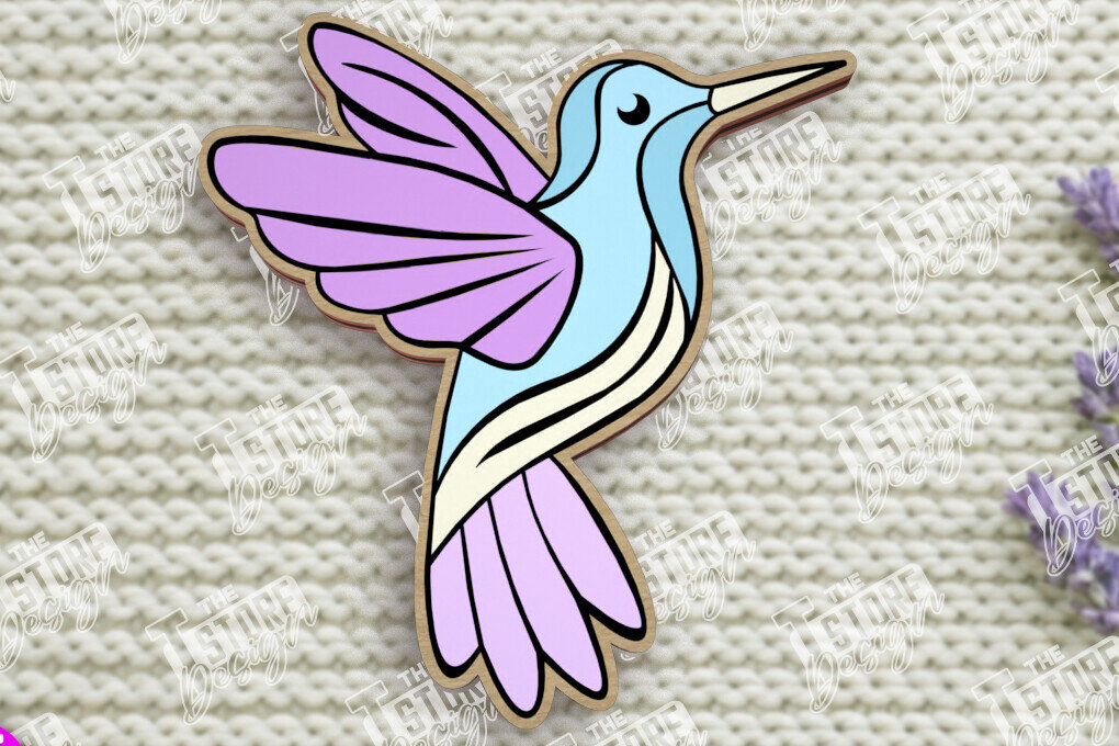 Σετ των 2 Intra απο ξύλο plywood 3mm-4mm πάχος Καρφίτσα πουλιών | Καρφίτσα σε σχήμα κολιμπρί Δίασταση 15x15 cm INTRAFABR-109016156