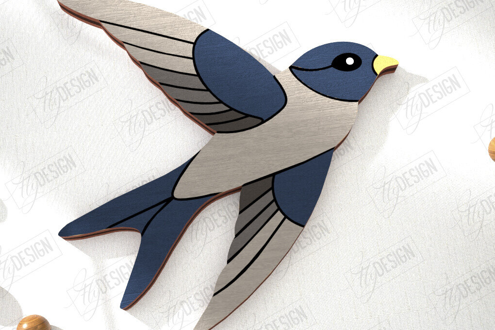 Σετ των 2 Intra απο ξύλο plywood 3mm-4mm πάχος Καρφίτσα πουλιών | Κοσμήματα | Αξεσουάρ Δίασταση 15x15 cm INTRAFABR-110748190