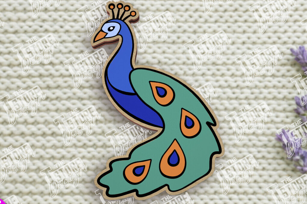 Σετ των 3 Intra απο ξύλο plywood 3mm-4mm πάχος Καρφίτσα πουλιών | Καρφίτσα σε σχήμα παγωνιού |CNC Δίασταση 15x15 cm INTRAFABR-109016260