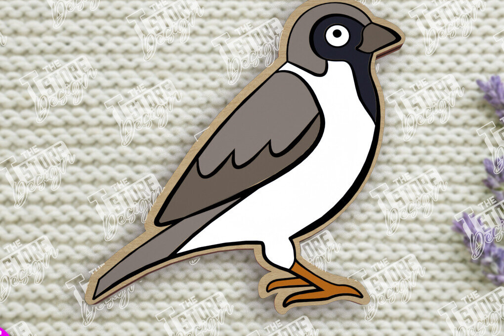 Σετ των 2 Intra απο ξύλο plywood 3mm-4mm πάχος Καρφίτσα πουλιών | Καρφίτσα Σχήμα Σπουργιτιού |CNC Δίασταση 15x15 cm INTRAFABR-109016163