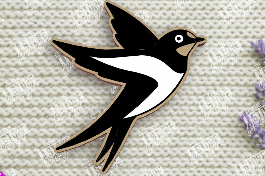 Σετ των 2 Intra απο ξύλο plywood 3mm-4mm πάχος Καρφίτσα πουλιών | Καρφίτσα Swallow Shape |CNC Δίασταση 15x15 cm INTRAFABR-109016179