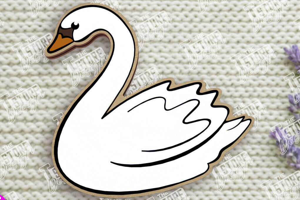 Σετ των 2 Intra απο ξύλο plywood 3mm-4mm πάχος Καρφίτσα πουλιών | Καρφίτσα σε σχήμα κύκνου | CNC Δίασταση 15x15 cm INTRAFABR-109016246