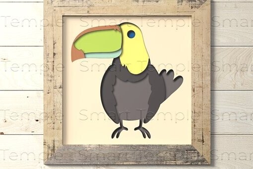 Σετ των 2 Intra απο ξύλο plywood 3mm-4mm πάχος Birds Layered Paper Cut, 3d Shadow Box Δίασταση 25x25 cm INTRAFABR-78711914