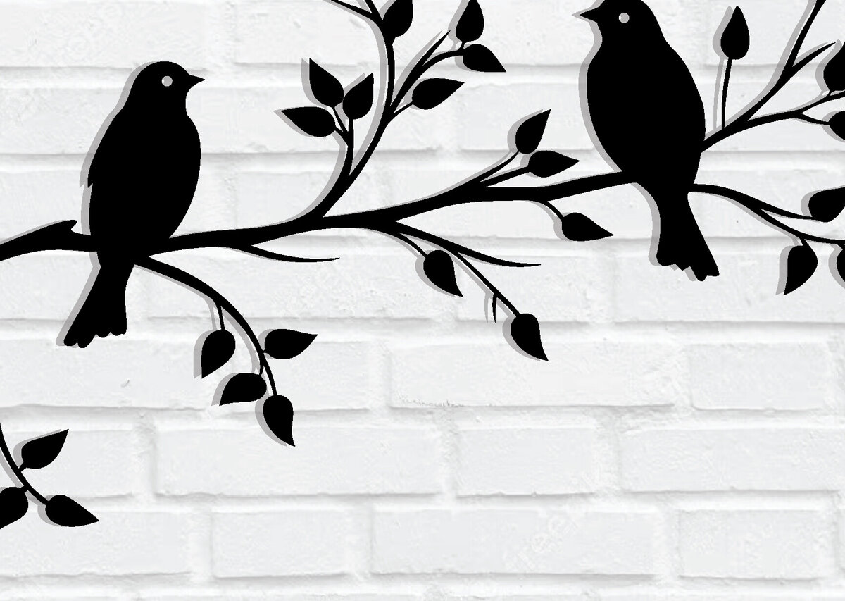 Σετ των 2 Intra απο ξύλο plywood 3mm-4mm πάχος Μεταλλική διακόσμηση τοίχου Birds on Branch Δίασταση 15x15 cm INTRAFABR-118076146