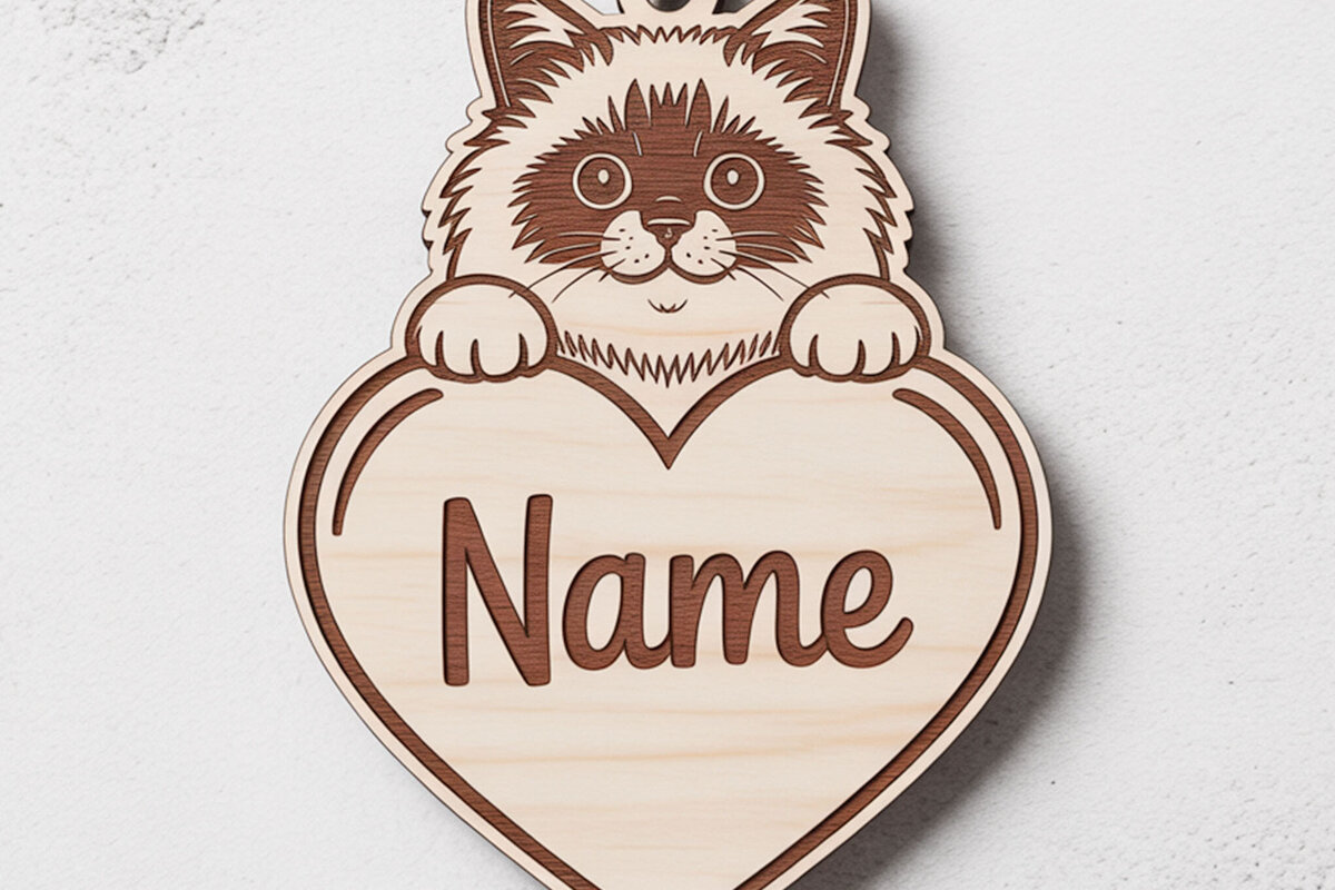 Σετ των 3 Intra απο ξύλο plywood 3mm-4mm πάχος Μπρελόκ Birman Cat Personalized Δίασταση 6x6 cm INTRAFABR-122315373