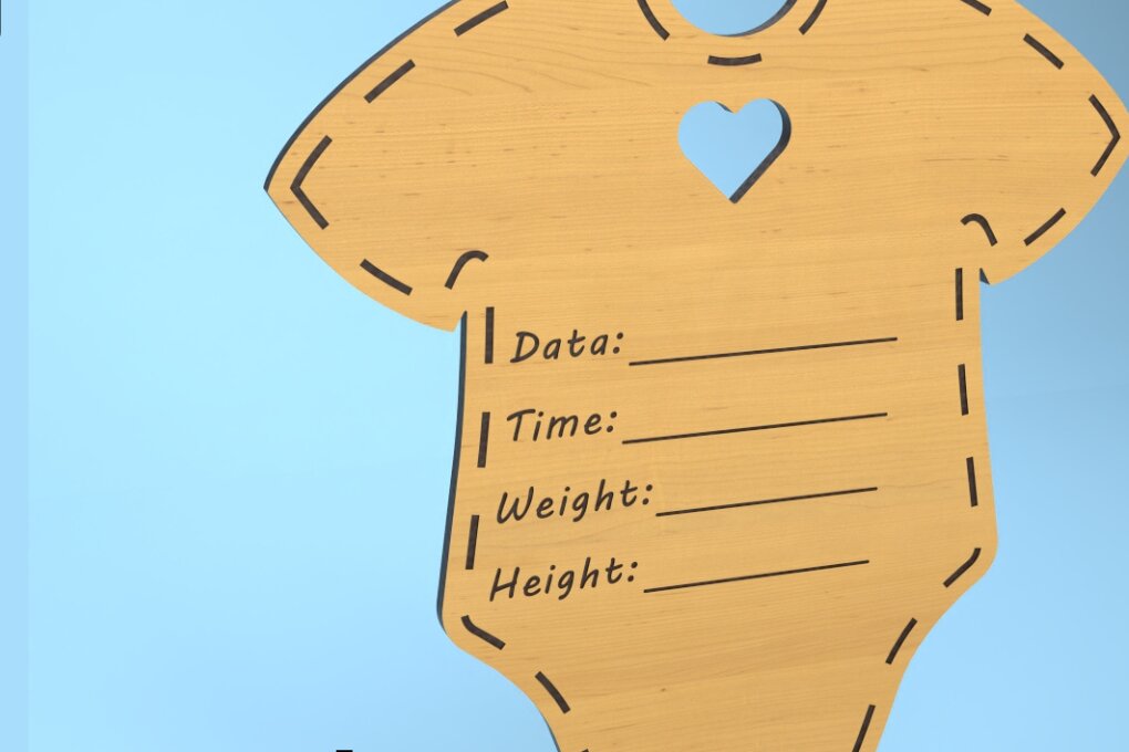 Σετ των 2 Intra απο ξύλο plywood 3mm-4mm πάχος Ανακοίνωση Γέννησης Δίασταση 15x15 cm INTRAFABR-80078214