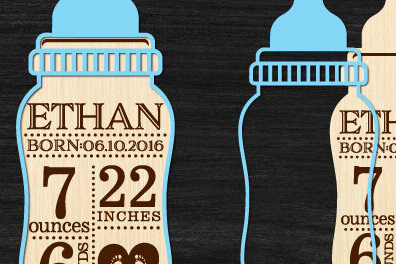 Σετ των 3 Intra απο ξύλο plywood 3mm-4mm πάχος Ανακοίνωση γέννησης Στολίδι Δίασταση 8x8 cm INTRAFABR-89289529