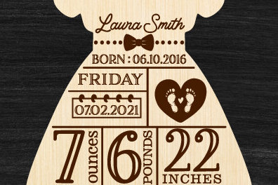 Σετ των 3 Intra απο ξύλο plywood 3mm-4mm πάχος Ανακοίνωση γέννησης Στολίδι Δίασταση 8x8 cm INTRAFABR-89289576