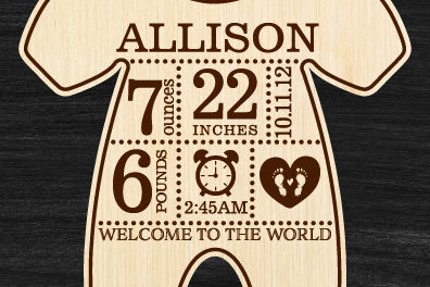 Σετ των 3 Intra απο ξύλο plywood 3mm-4mm πάχος Ανακοίνωση γέννησης Στολίδι Δίασταση 8x8 cm INTRAFABR-89289623