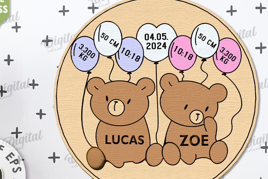 Intra απο ξύλο plywood 3mm-4mm πάχος Σήμα αναγγελίας γέννησης Απο Δίασταση 30x20 cm INTRAFABR-109353004