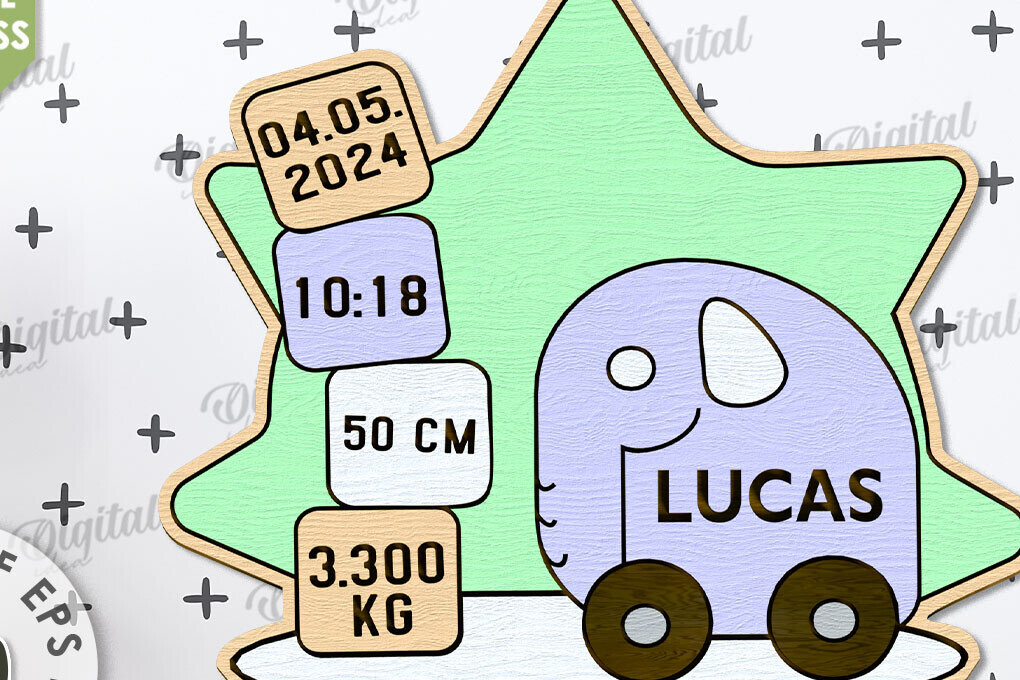 Intra απο ξύλο plywood 3mm-4mm πάχος Σήμα αναγγελίας γέννησης Απο Δίασταση 30x20 cm INTRAFABR-109353157