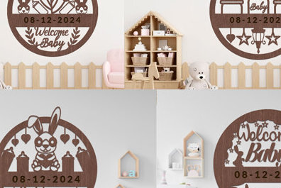 Intra απο ξύλο plywood 3mm-4mm πάχος Σήμα αναγγελίας γέννησης Δίασταση 30x20 cm INTRAFABR-111847232