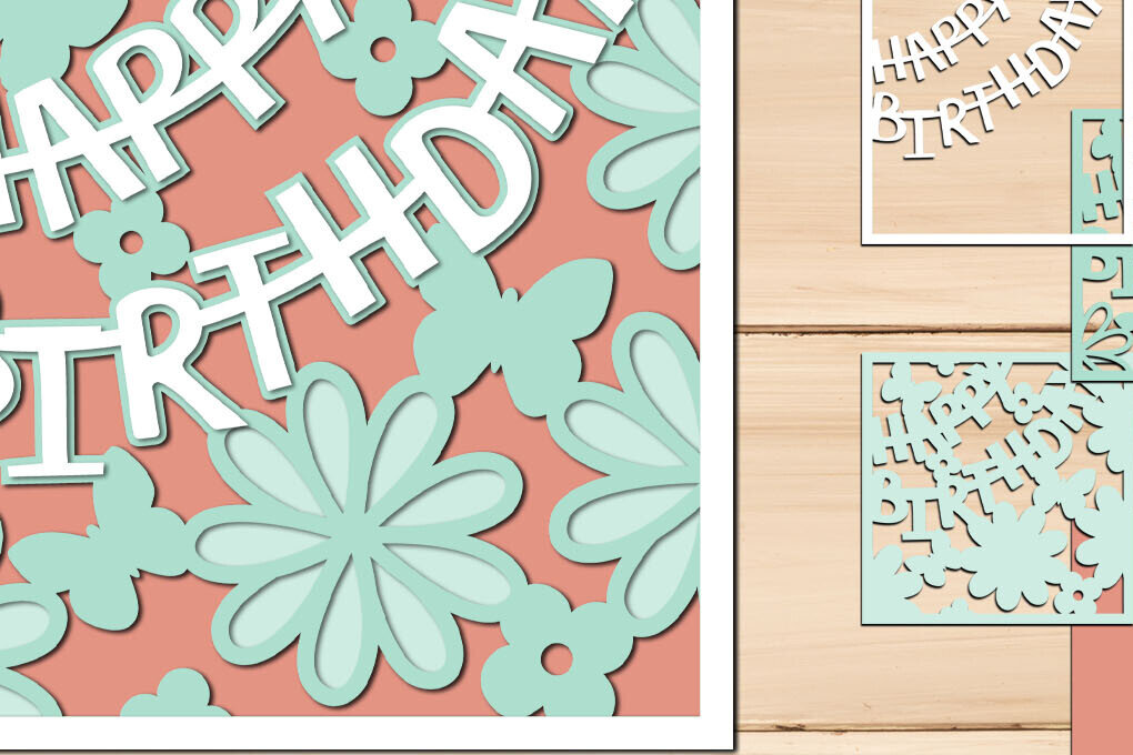 Σετ των 3 Intra απο ξύλο plywood 3mm-4mm πάχος Τρισδιάστατη κάρτα γενεθλίων , Shdow Box Δίασταση 8x8 cm INTRAFABR-102602131