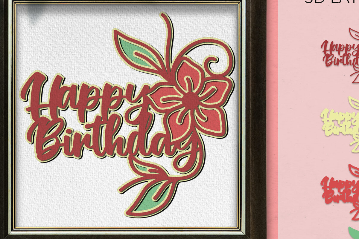 Σετ των 2 Intra απο ξύλο plywood 3mm-4mm πάχος Γενέθλια τρισδιάστατη κοπή χαρτιού Δίασταση 15x15 cm INTRAFABR-15019309