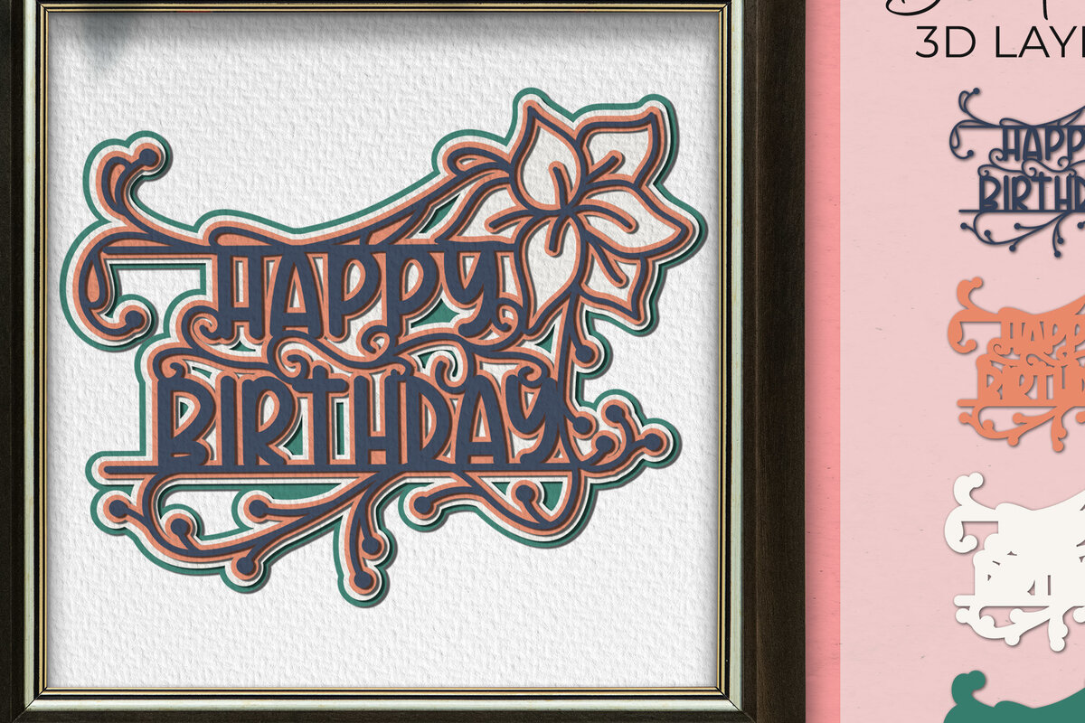 Σετ των 2 Intra απο ξύλο plywood 3mm-4mm πάχος Γενέθλια τρισδιάστατη κοπή χαρτιού Δίασταση 15x15 cm INTRAFABR-15018064