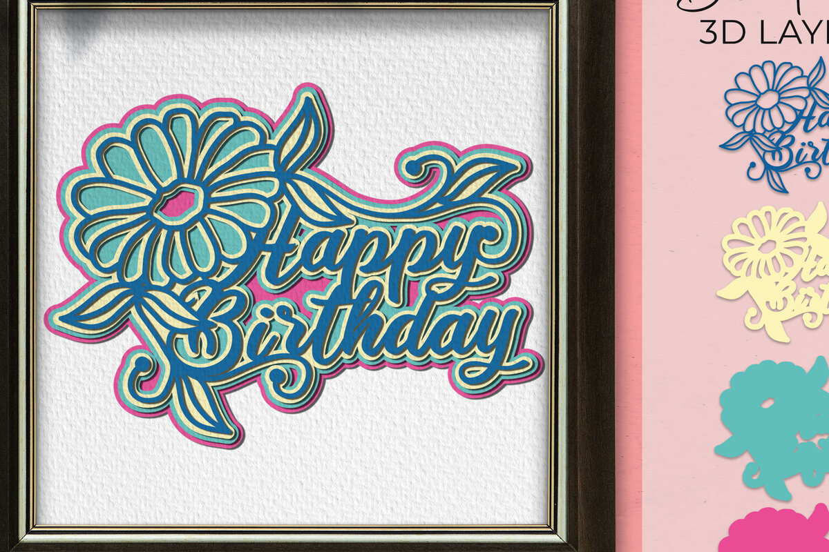 Σετ των 3 Intra απο ξύλο plywood 3mm-4mm πάχος 3D γενεθλίων Δίασταση 15x15 cm INTRAFABR-14962350