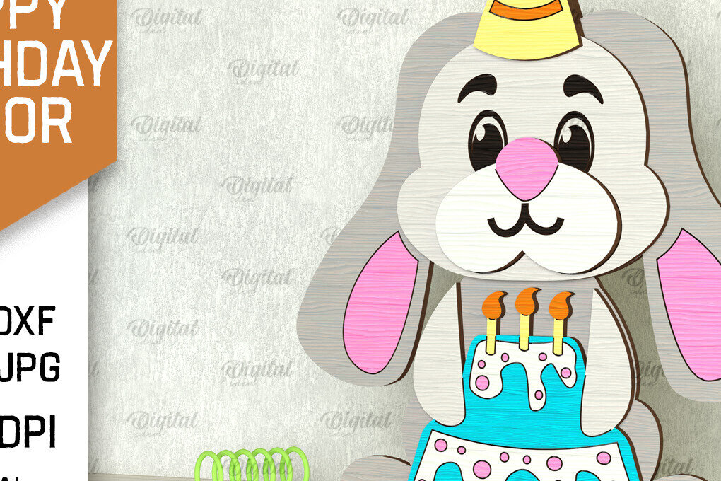 Σετ των 2 Intra απο ξύλο plywood 3mm-4mm πάχος γενεθλίων λαγουδάκι Δίασταση 15x15 cm INTRAFABR-101094059